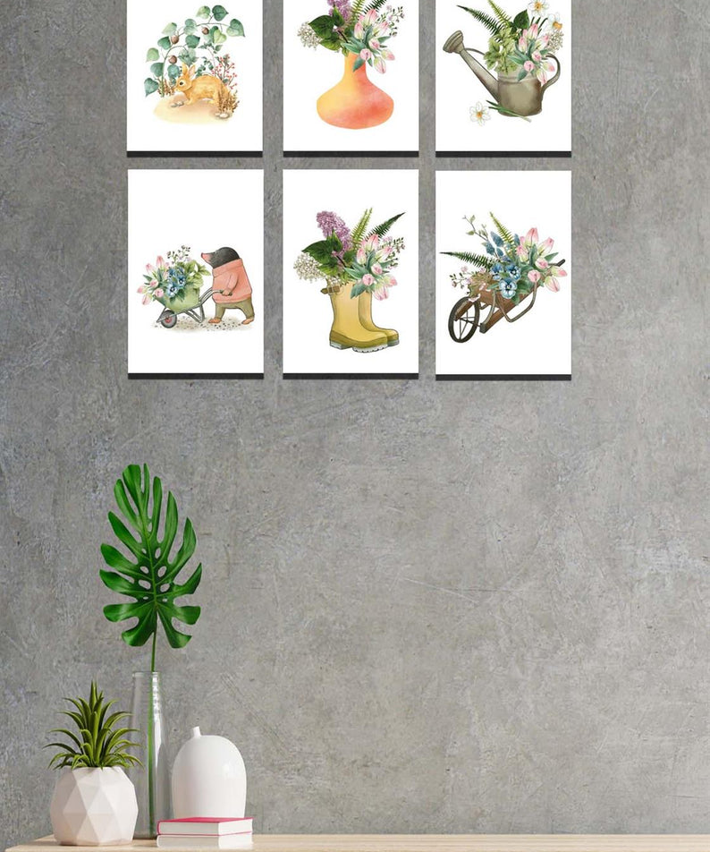 6 Parça Bohem Tarzı Sanatsal Dijital Baskı Tablo Seti