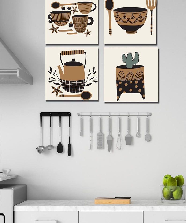 4 parça mutfak decor tablo seti