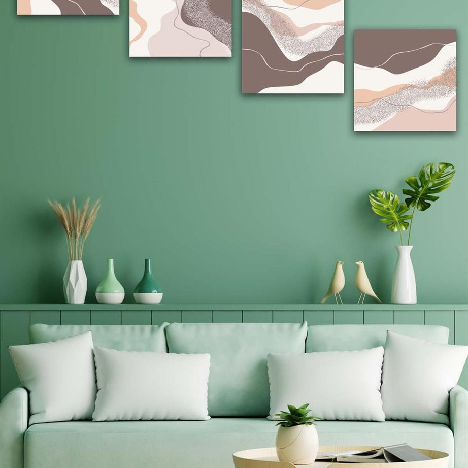 4 Parça Mermer Deseni Tasarım Uv Baskı Mdf Tablo Seti