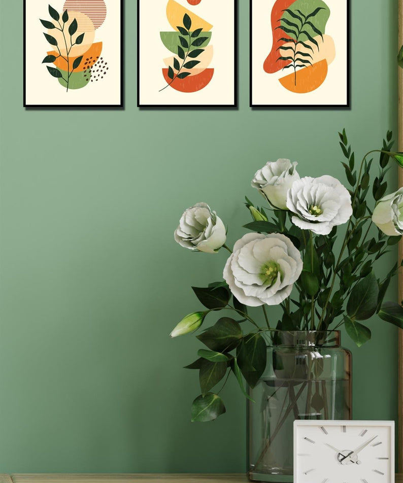 Siyah çerceve görünümlü sanatsal 3'lü tablo seti