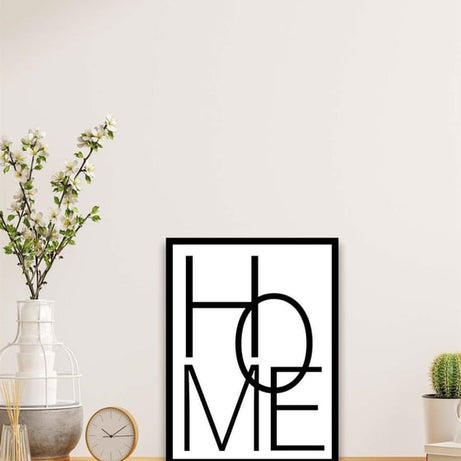 Home Yazısı (Siyah çerçeve görünümlü) Uv Baskı Mdf Tablo Seti