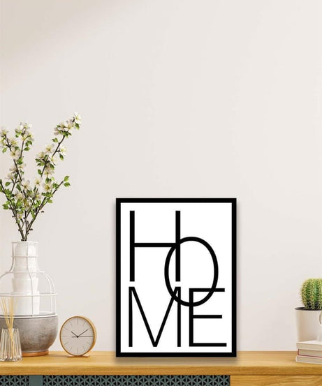 Home Yazısı (Siyah çerçeve görünümlü) Uv Baskı Mdf Tablo Seti
