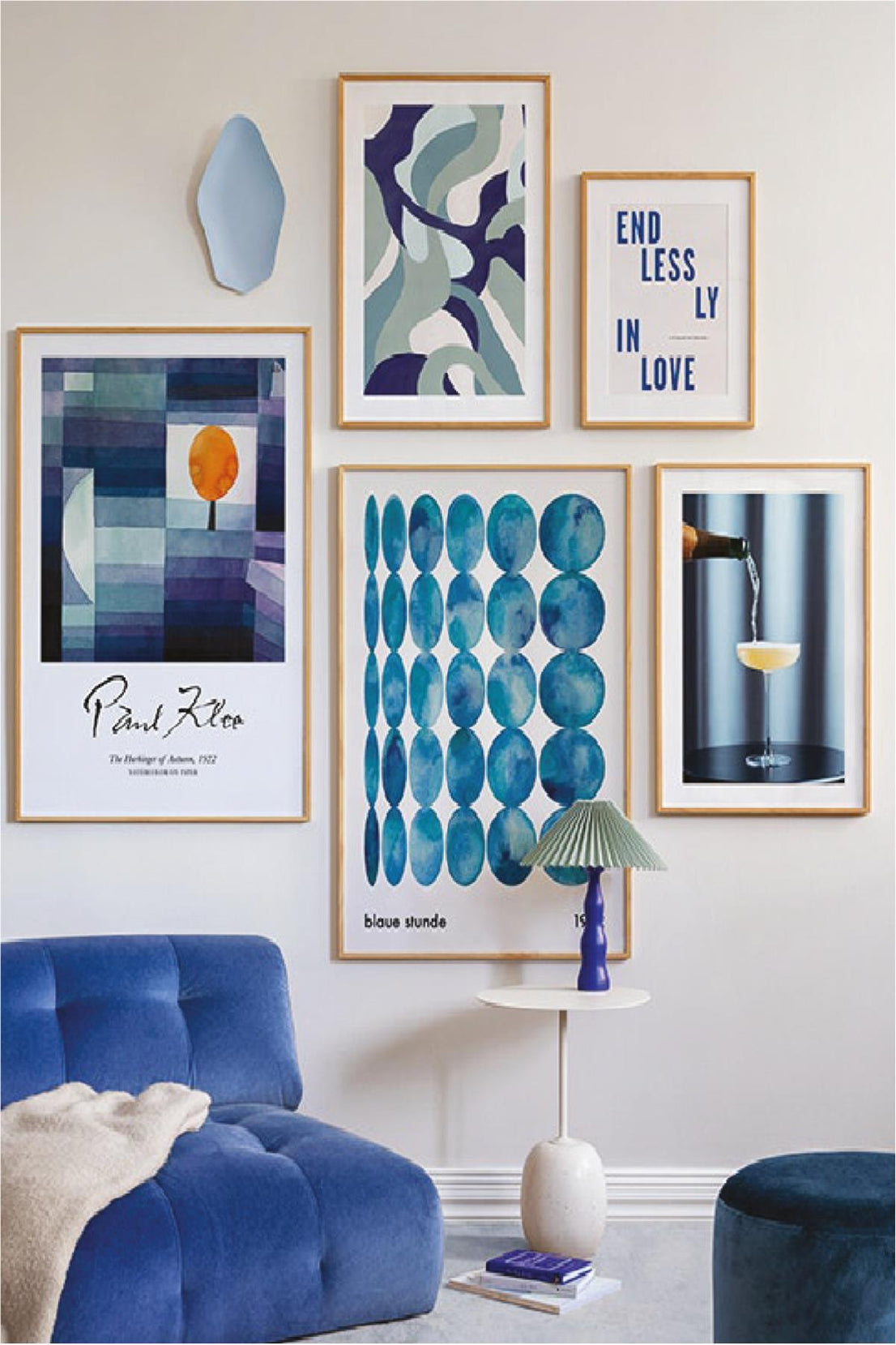 5 Parça End Less Ly In Love Blue Tarzında (AHŞAP ÇERÇEVE GÖRÜNÜMLÜ) Tablo Seti