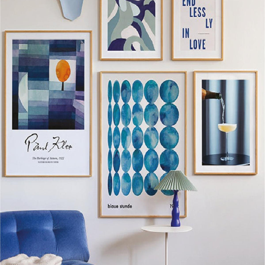 5 Parça End Less Ly In Love Blue Tarzında (AHŞAP ÇERÇEVE GÖRÜNÜMLÜ) Tablo Seti