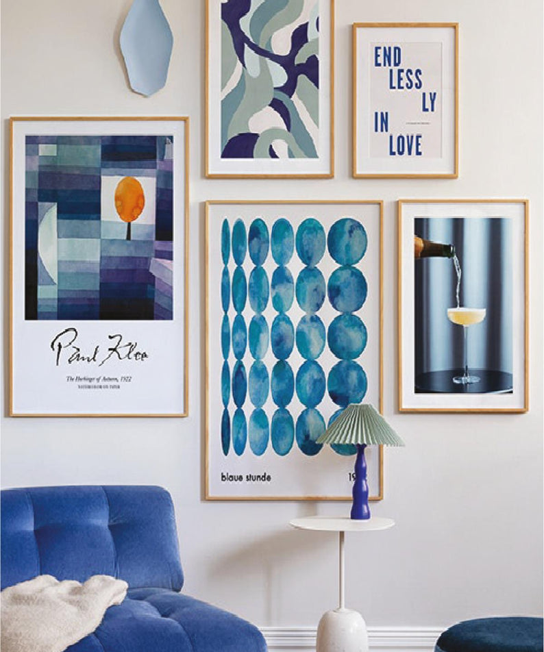 5 Parça End Less Ly In Love Blue Tarzında (AHŞAP ÇERÇEVE GÖRÜNÜMLÜ) Tablo Seti