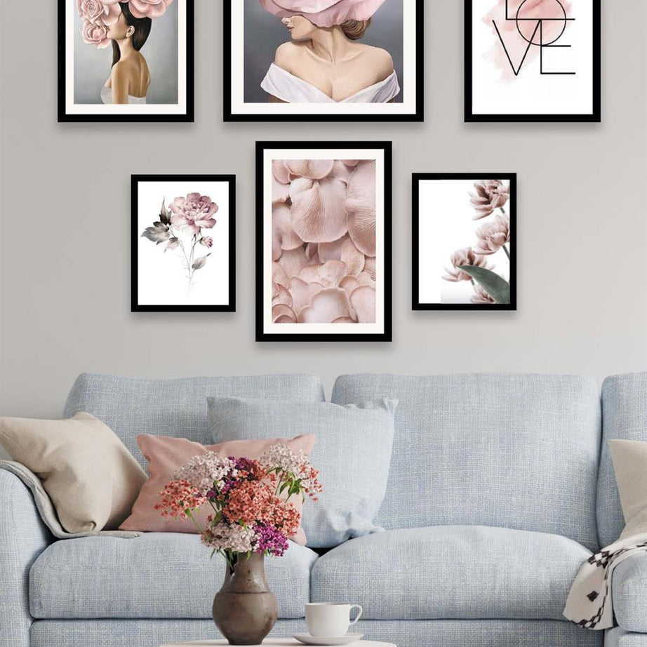 Love Yazı Kadın Ve Gül Temalı Tablo Seti