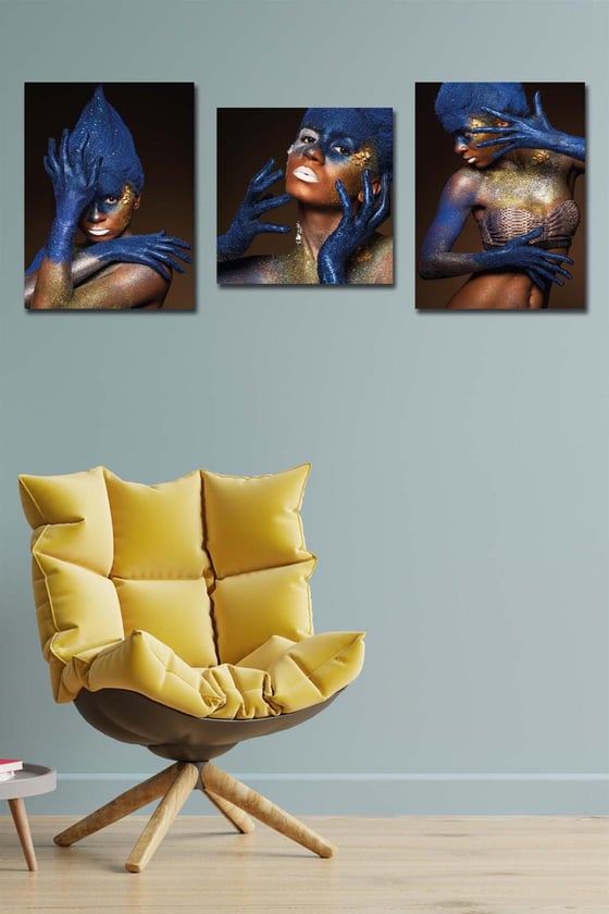 3 Parça Modern Tarzda Portre Kadın Tablo seti