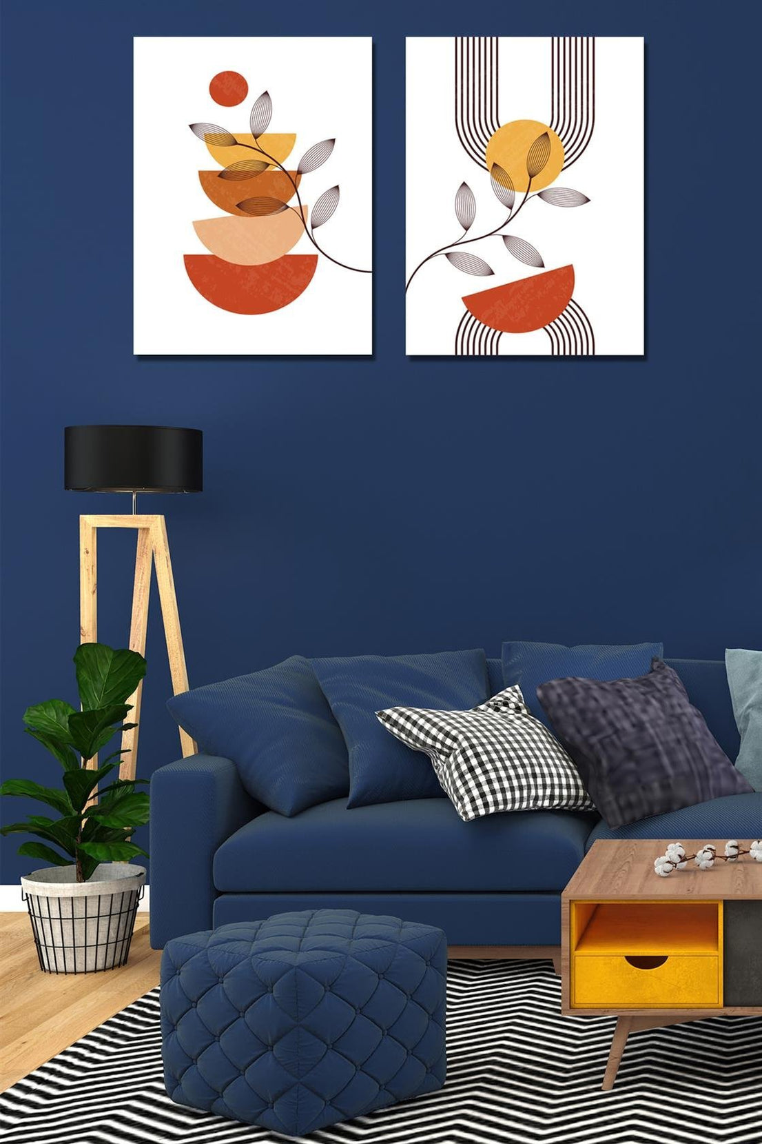 Boho tarzında 2'li tablo seti