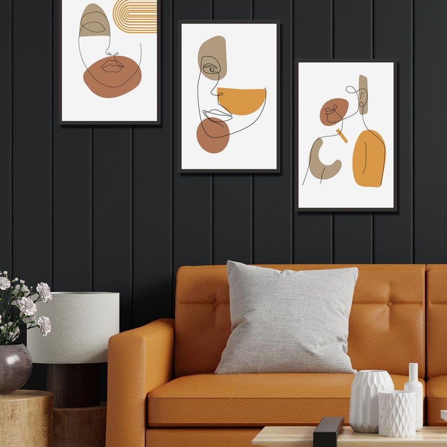 3 parça 30x40 mdf tablo seti kadın süliet