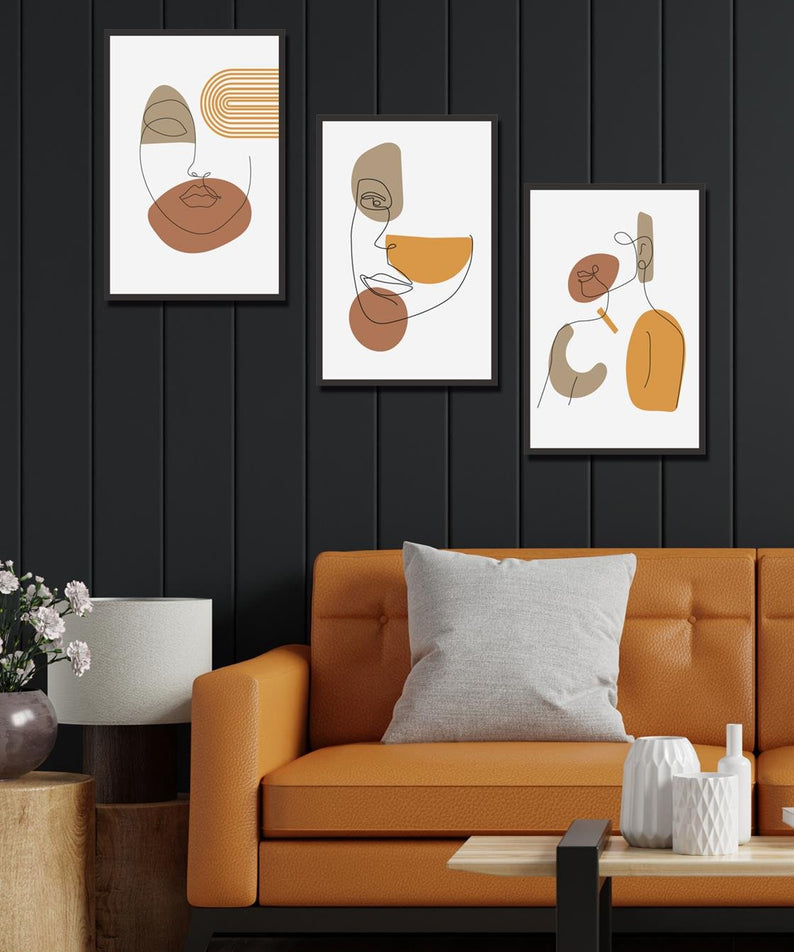 3 parça 30x40 mdf tablo seti kadın süliet