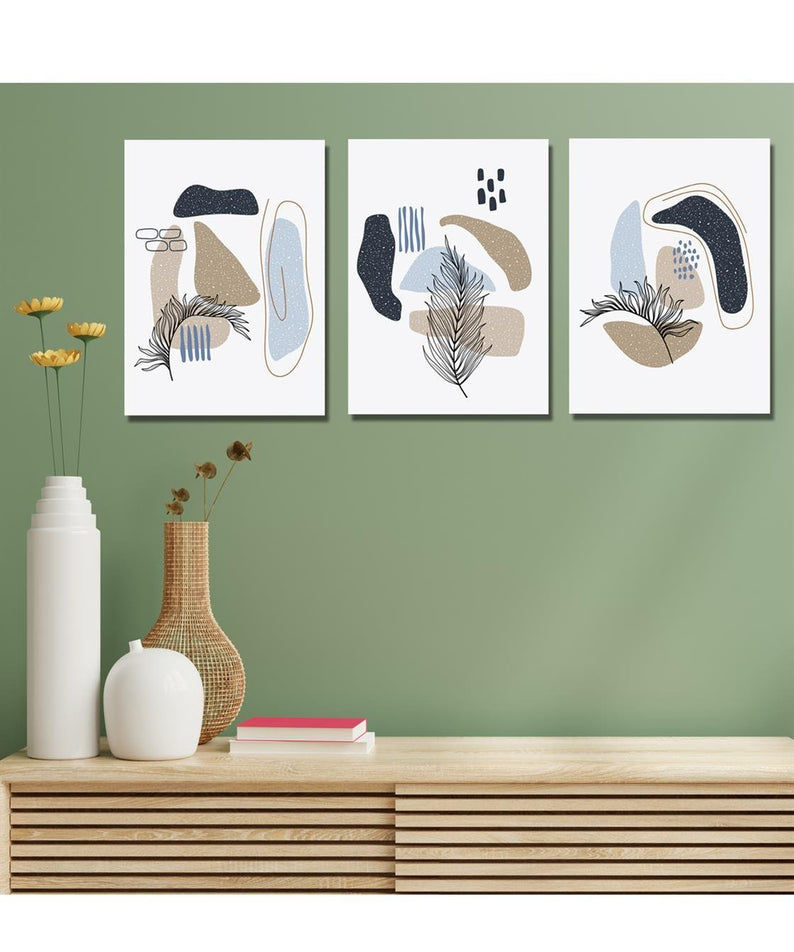 Sanatsal bohem tarzı 3 lü tablo seti