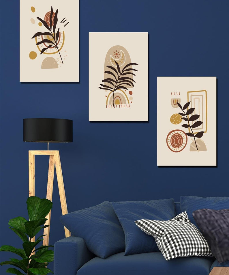 3 Parça yaprak tarzı dijital baskı tablo seti