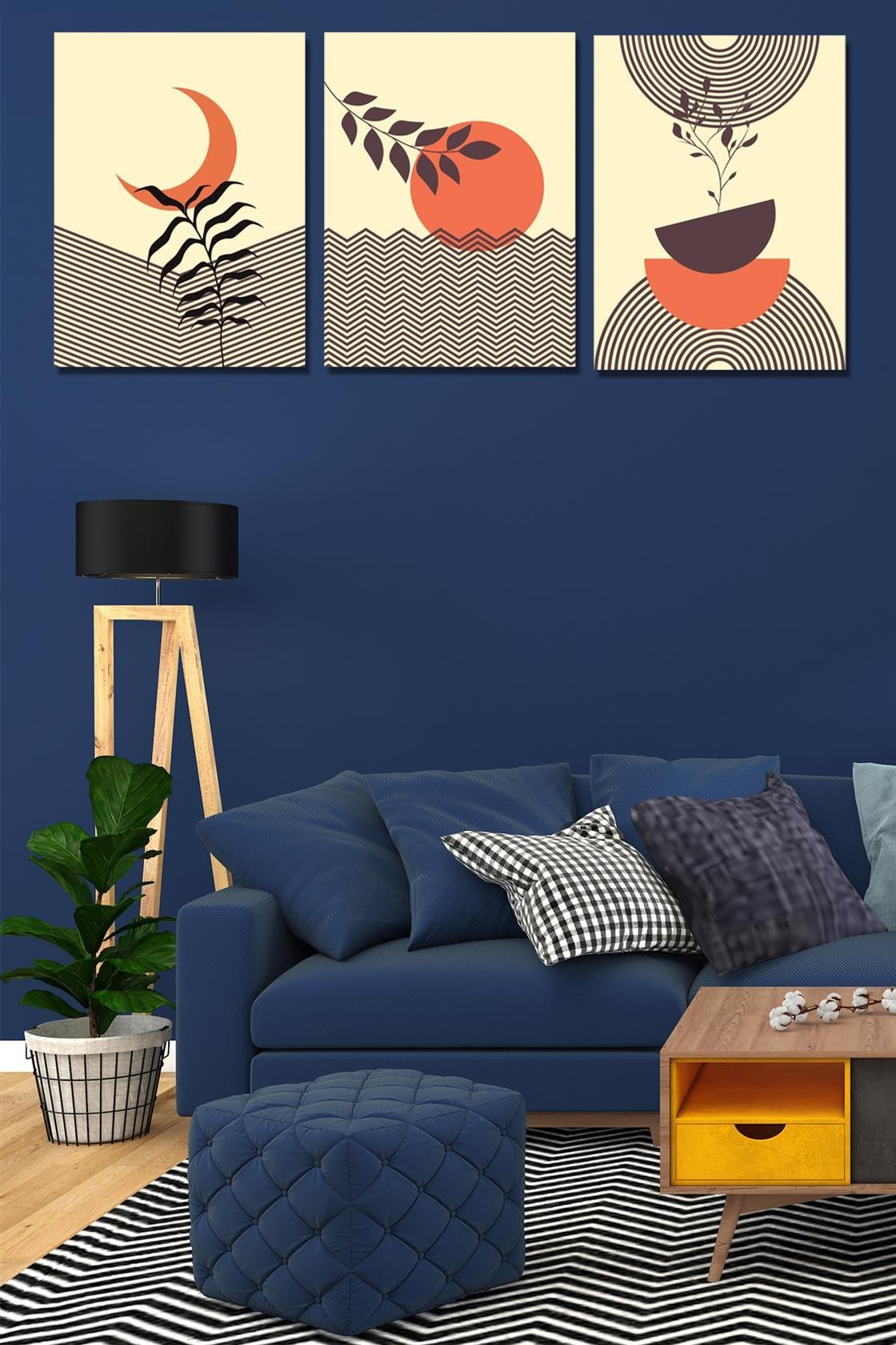 Bohem tarzı 3'lü tablo seti