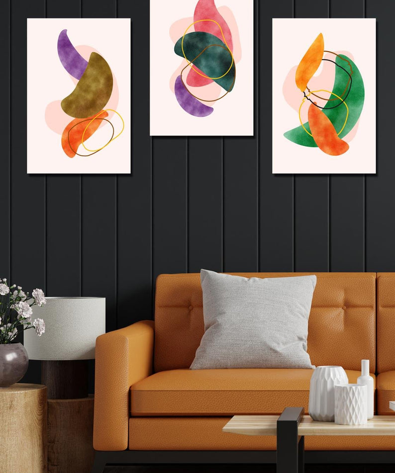 Suluboya 3'lü set tablo dijital baskı