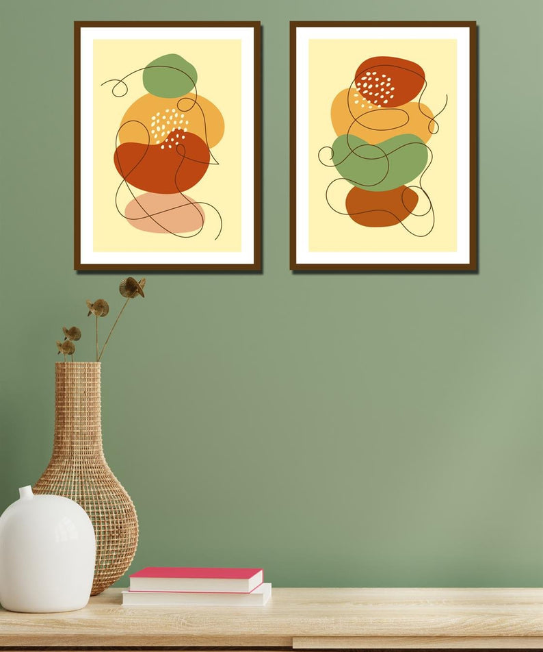 Sanatsal 2 parça tablo seti çerceve görünümlü