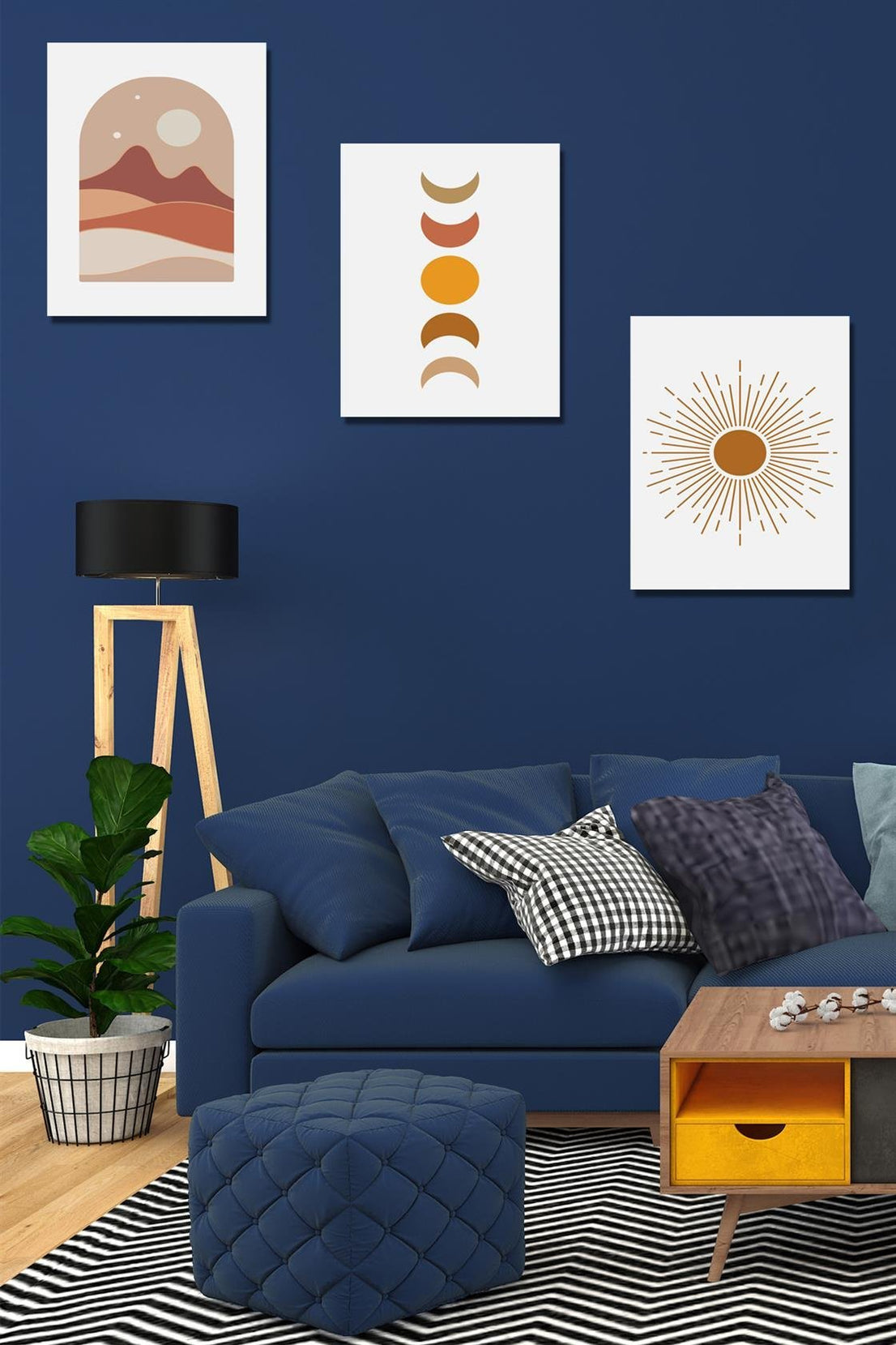 3'lü sanatsal tablo seti