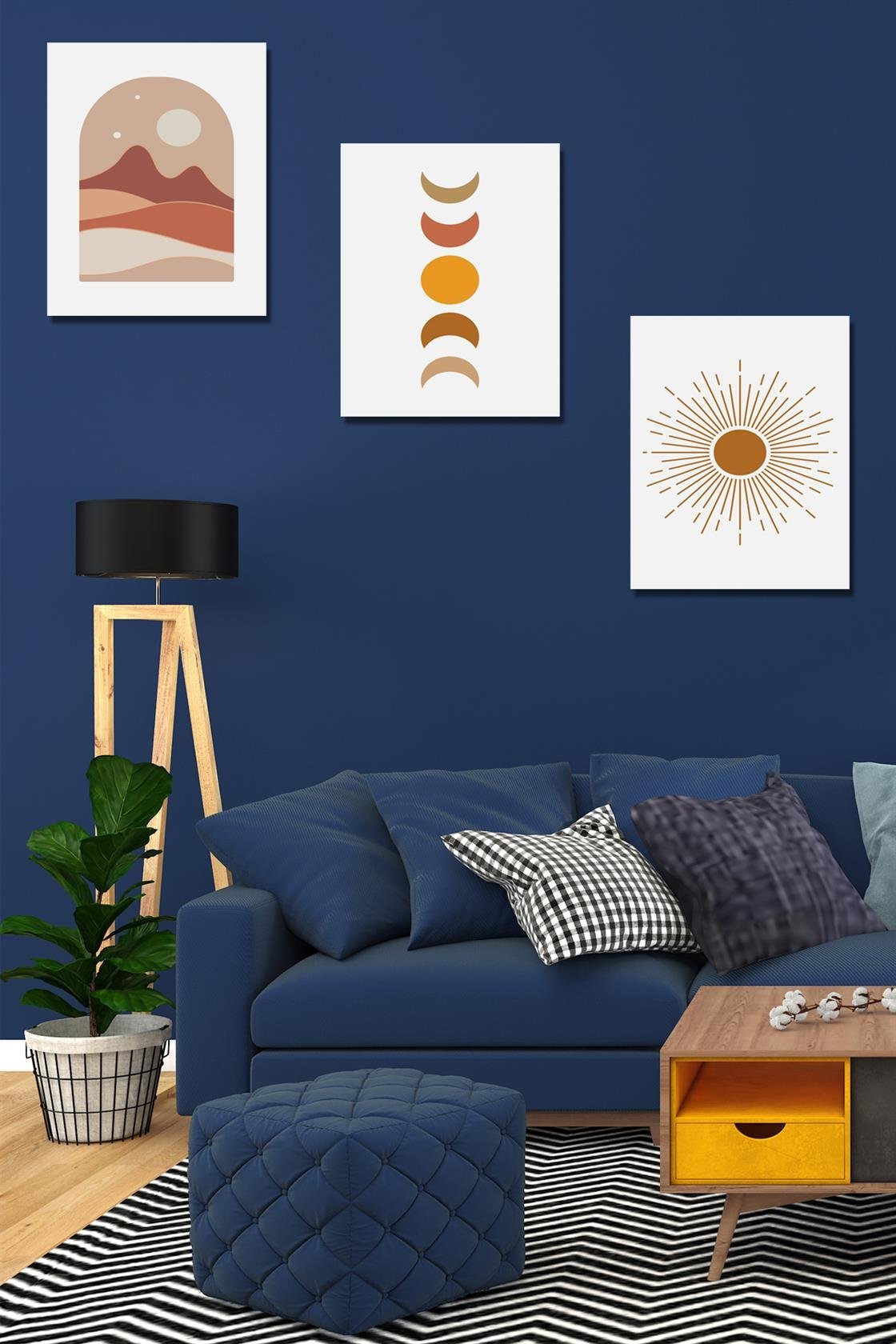 3'lü sanatsal tablo seti