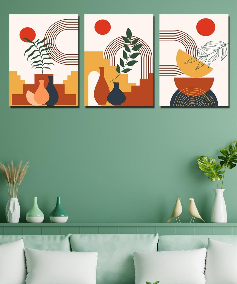 Bohem tarzı sanatsal dijital baskı tablo seti