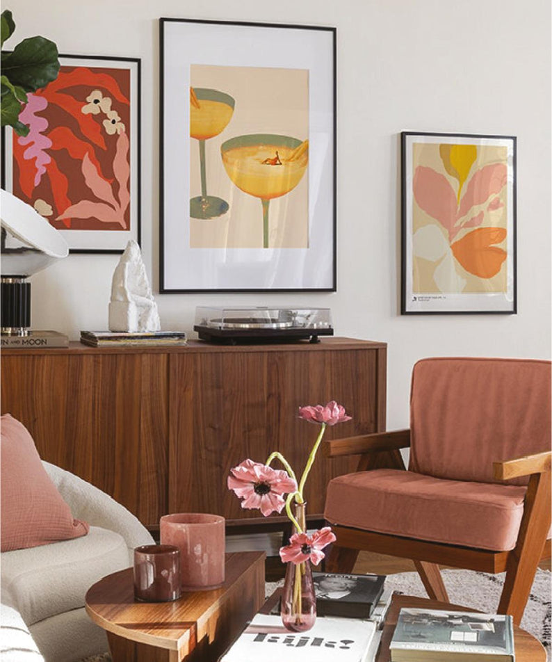 3 Parça Kokteyl Tarzında (SİYAH ÇERÇEVE GÖRÜNÜMLÜ) Tablo Seti