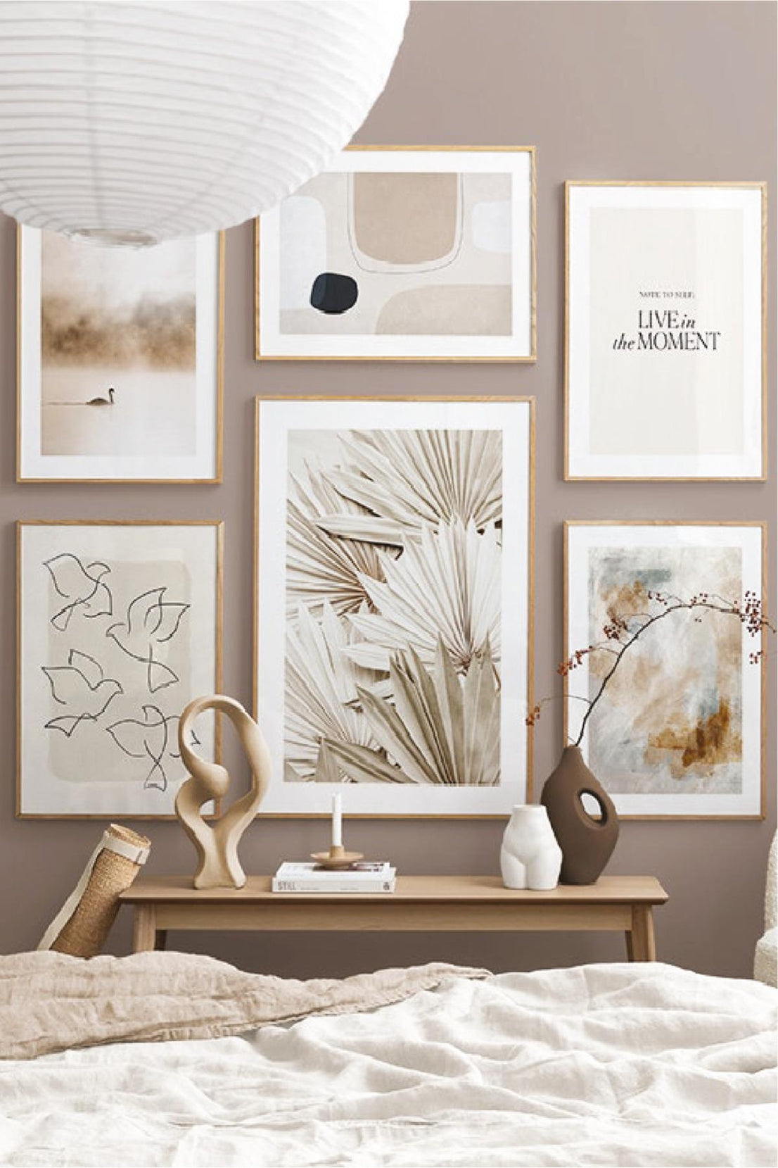 6 Parça Live İn The Moment Tarzında (AHŞAP ÇERÇEVE GÖRÜNÜMLÜ) Tablo Seti