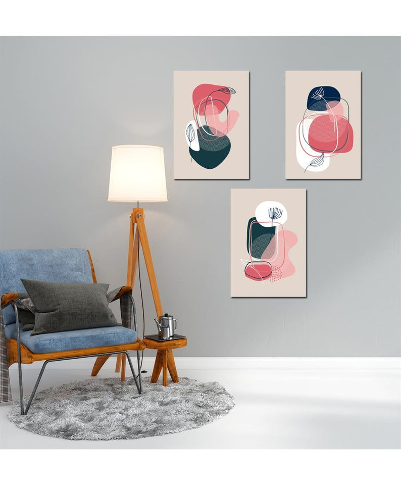 Suluboya tarzında 3 lü tablo seti