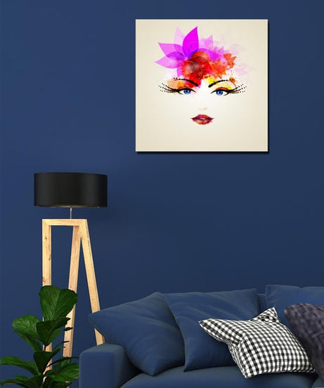 Tek parça renkli kadın portre tablosu