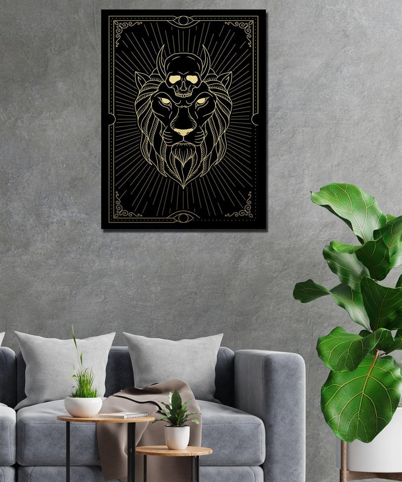 Gold serisi aslan yüzü tablo