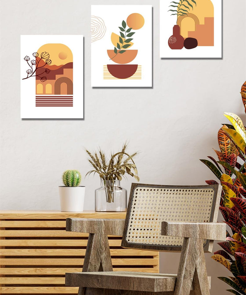 Sanatsal tarzda modern 3'lü tablo seti