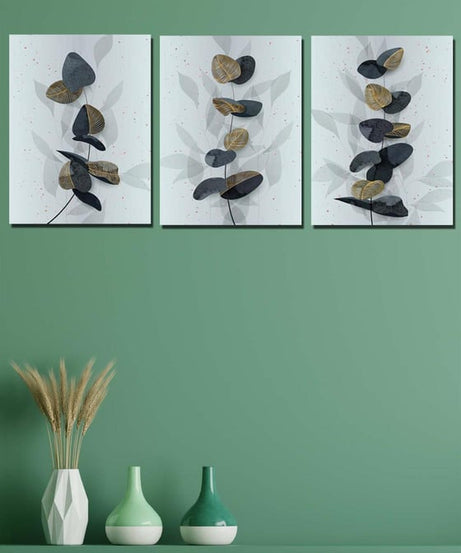 Soyut renklerde 3 Parça sanatsal tablo seti