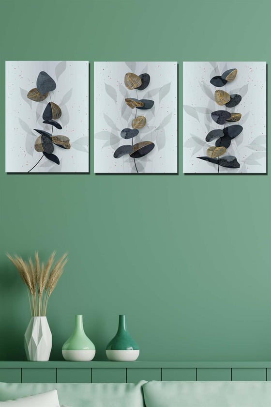 Soyut renklerde 3 Parça sanatsal tablo seti