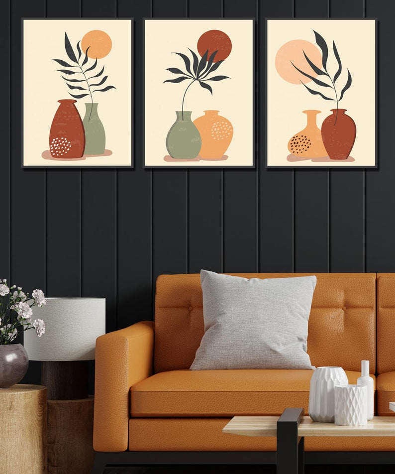 3 Parça bohem tarzı sanatsal tablo seti