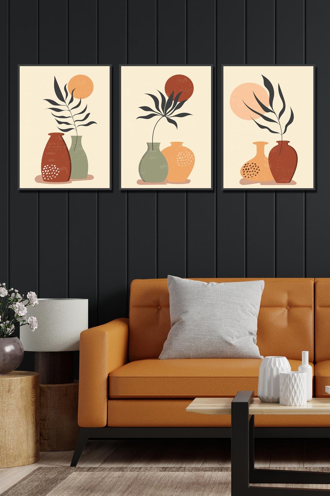 3 Parça bohem tarzı sanatsal tablo seti