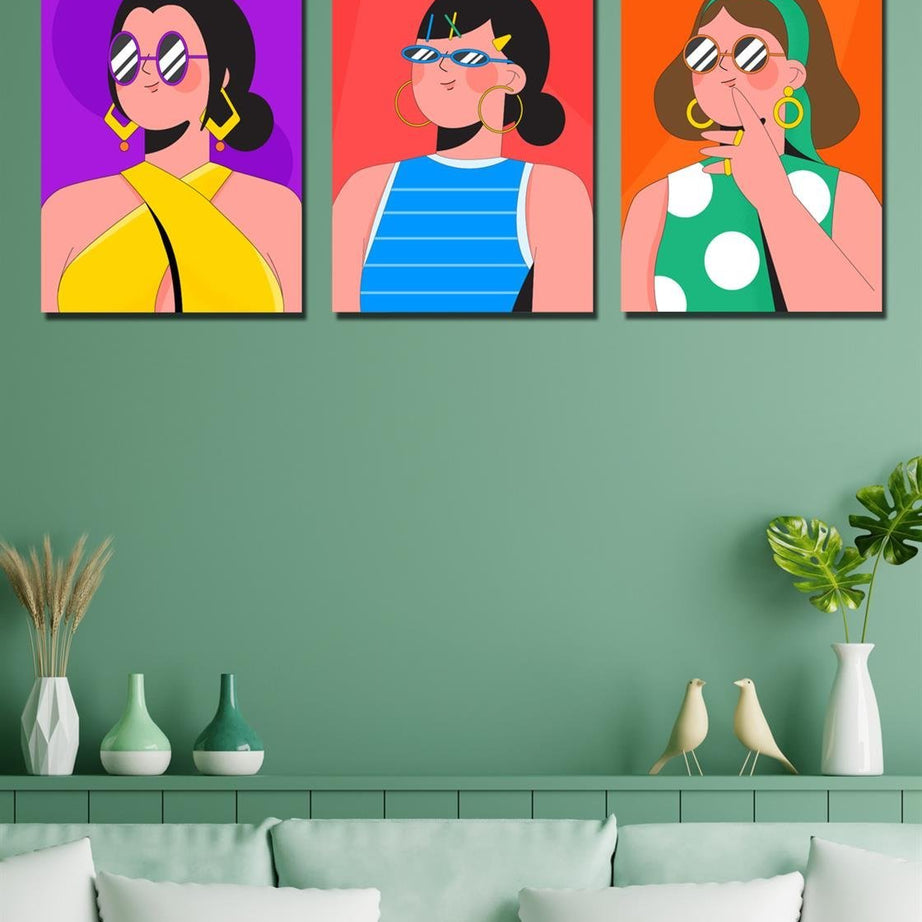 3 Parça kız dijital baskı tablo seti
