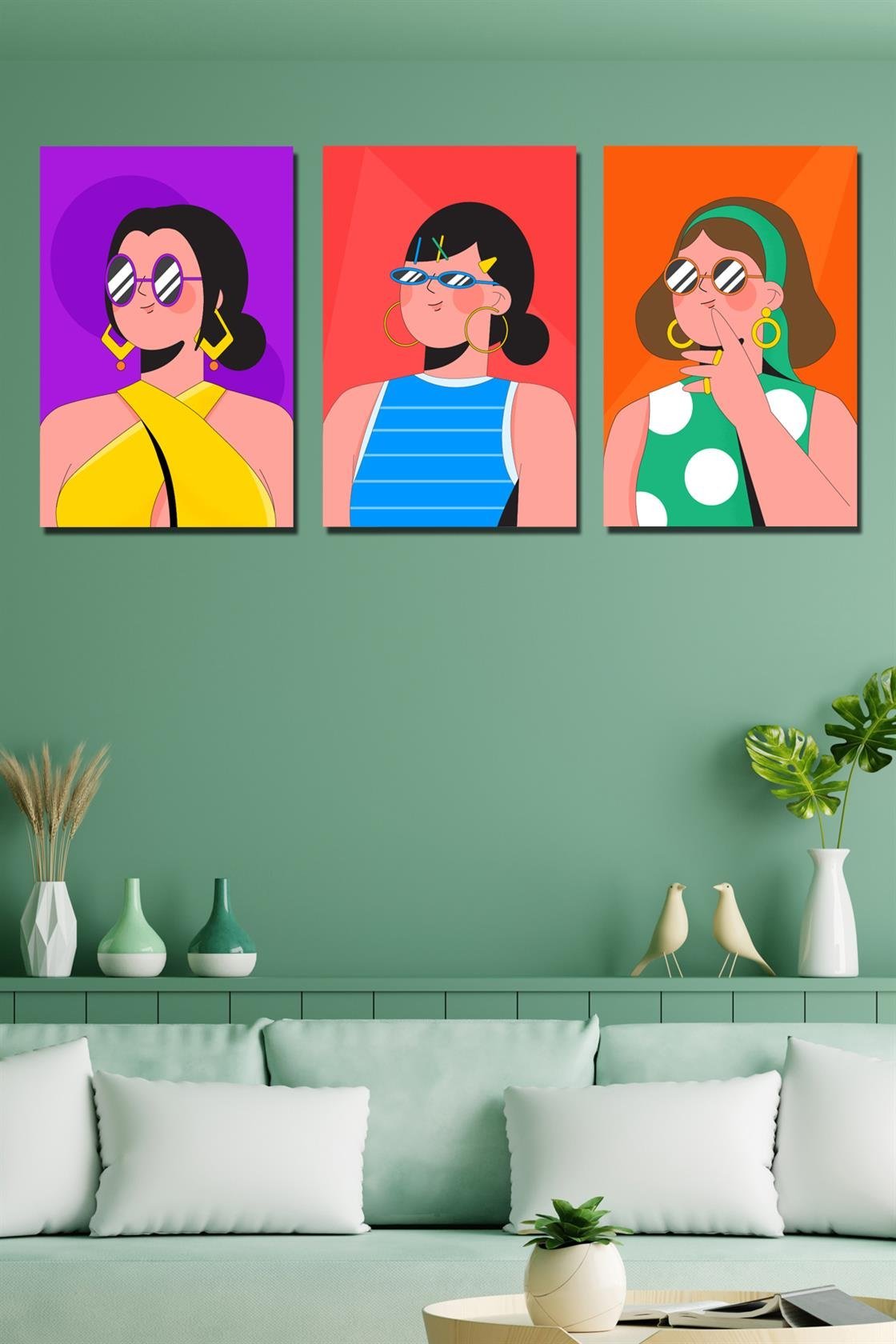 3 Parça kız dijital baskı tablo seti