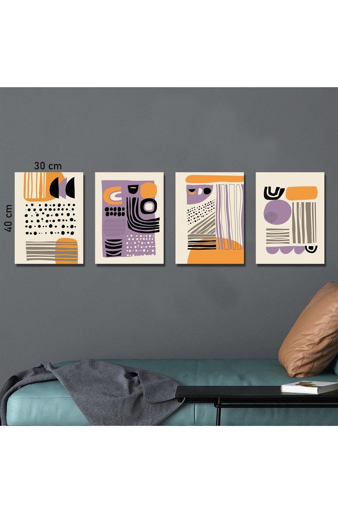 Modern tarzda sanatsal 4'lü tablo seti