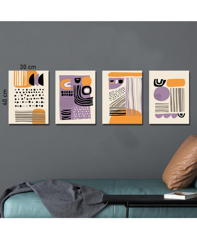 Modern tarzda sanatsal 4'lü tablo seti