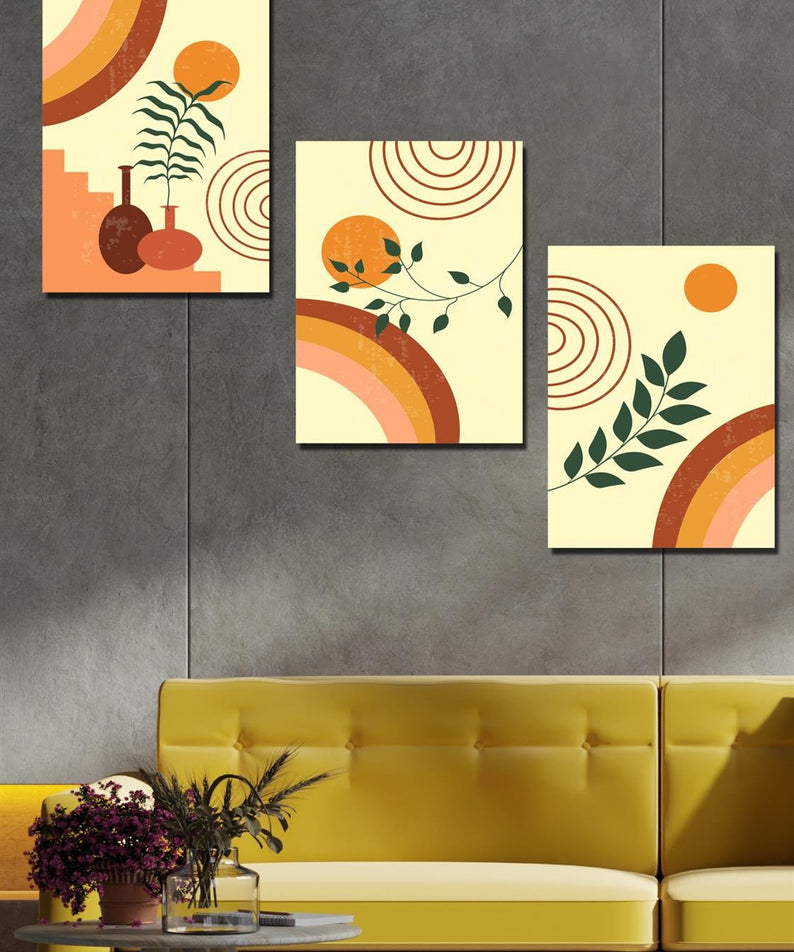 3 Parça bohem tarzı sanatsal tablo seti