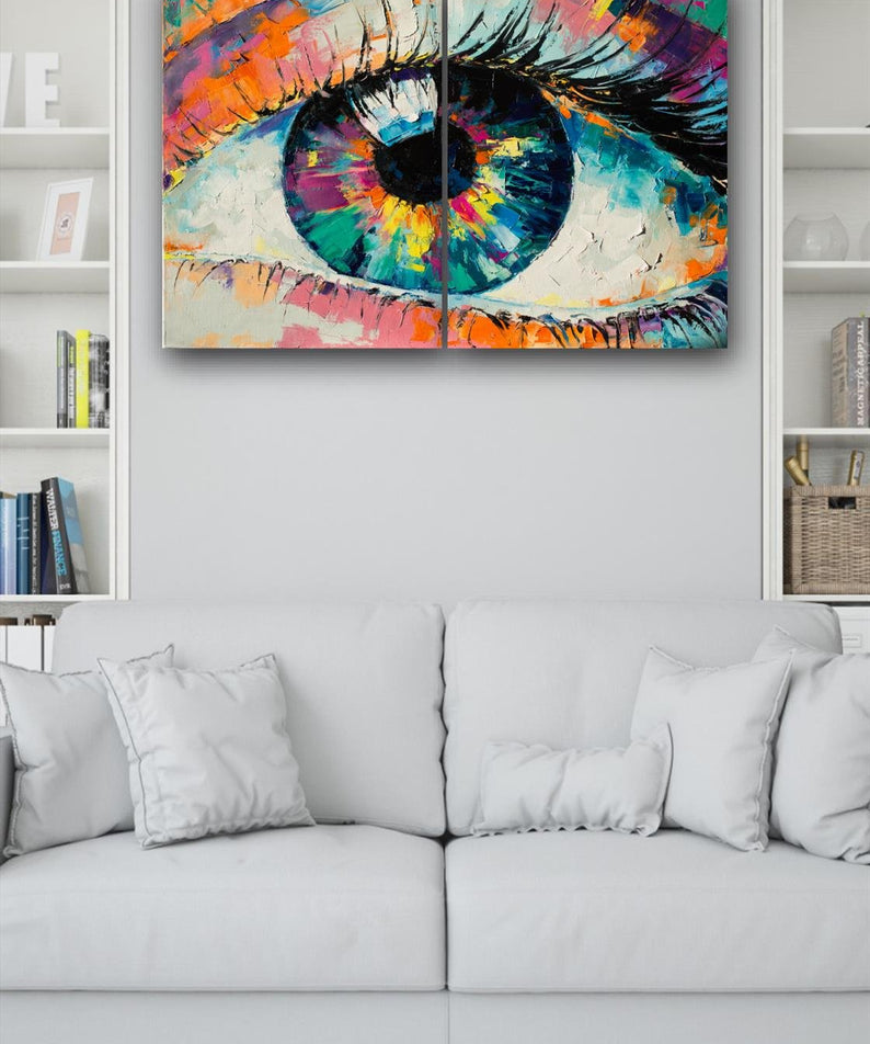 2 Parça Yağlı Boya Tarzında Dijital Baskı Tablo Seti