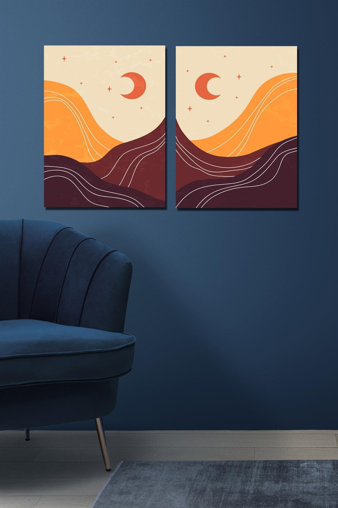 2 Parça günbatımı dijital baskı tablo seti