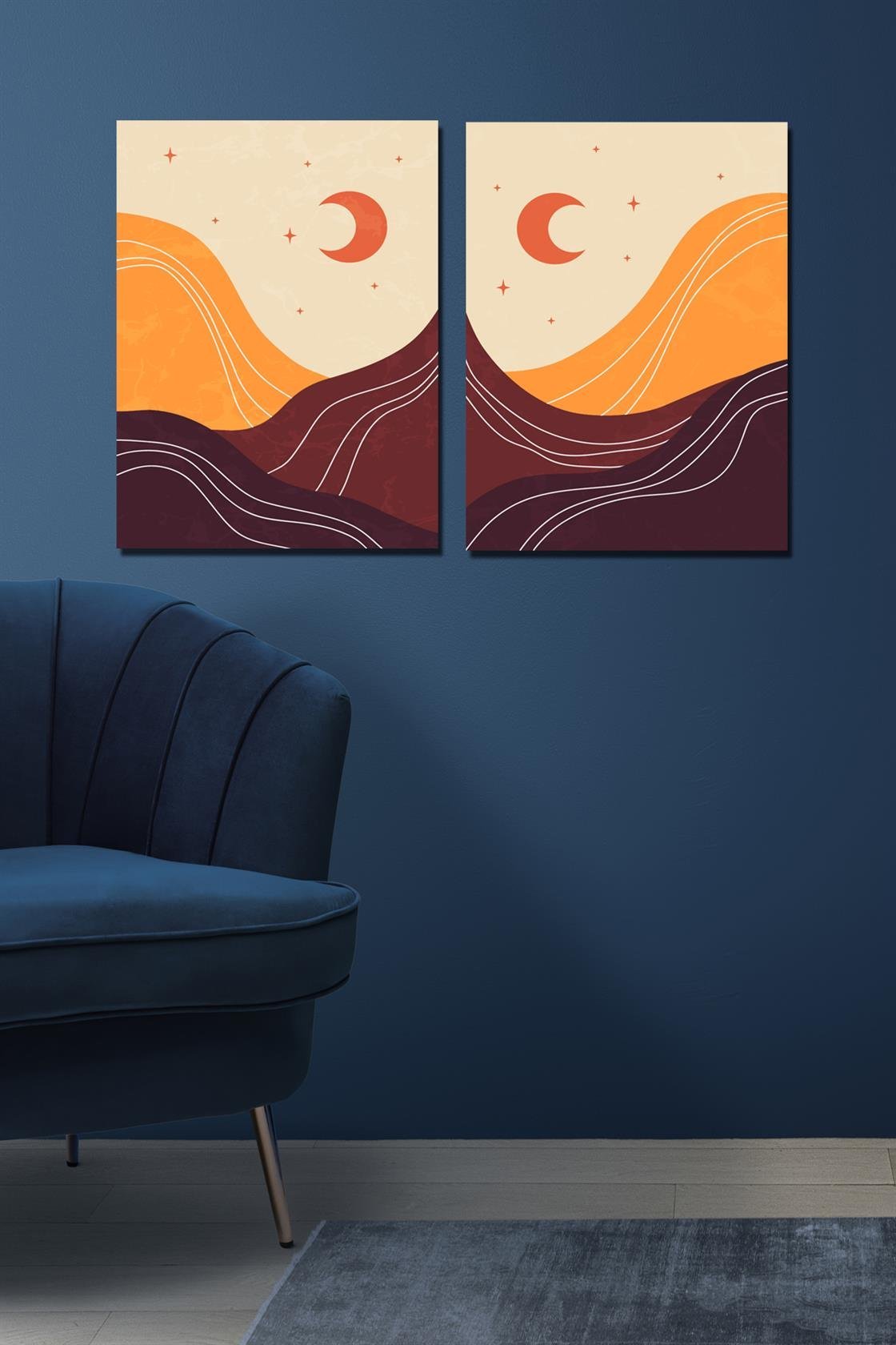 2 Parça günbatımı dijital baskı tablo seti