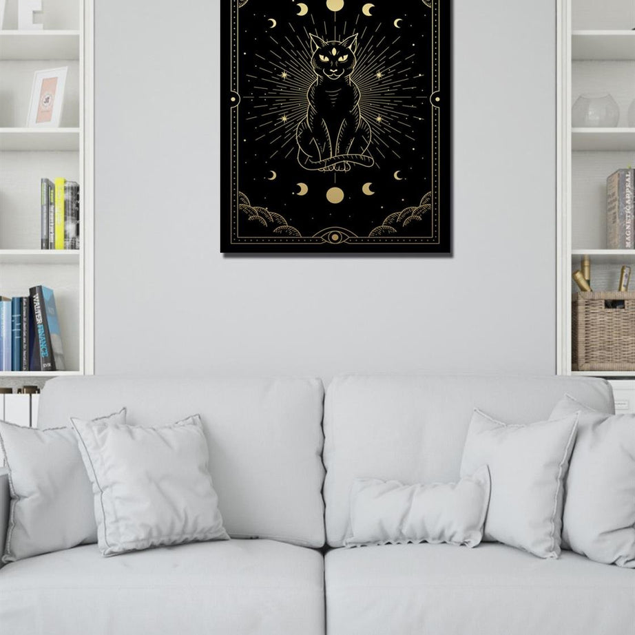30x40 kedi gold renk tablo