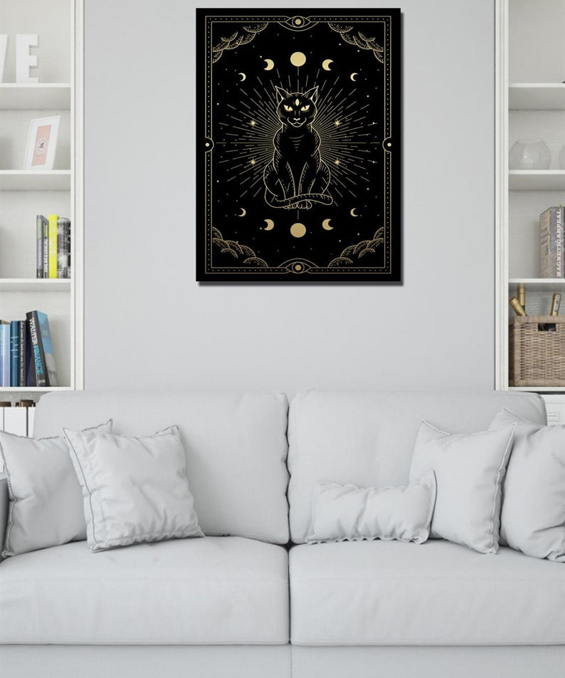 30x40 kedi gold renk tablo