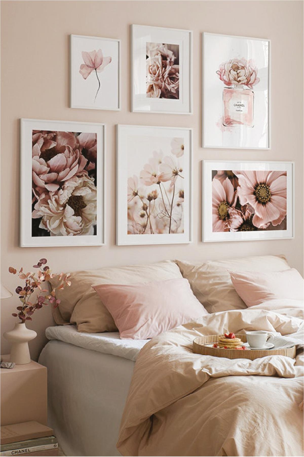 6 Parça Coco Chanel Ve Gül Desenli Sanatsal Tablo Seti