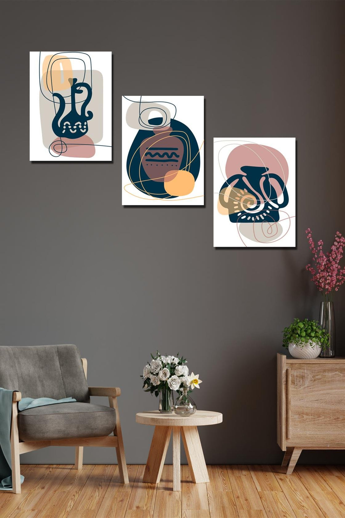 3 parça sanatsal tablo seti