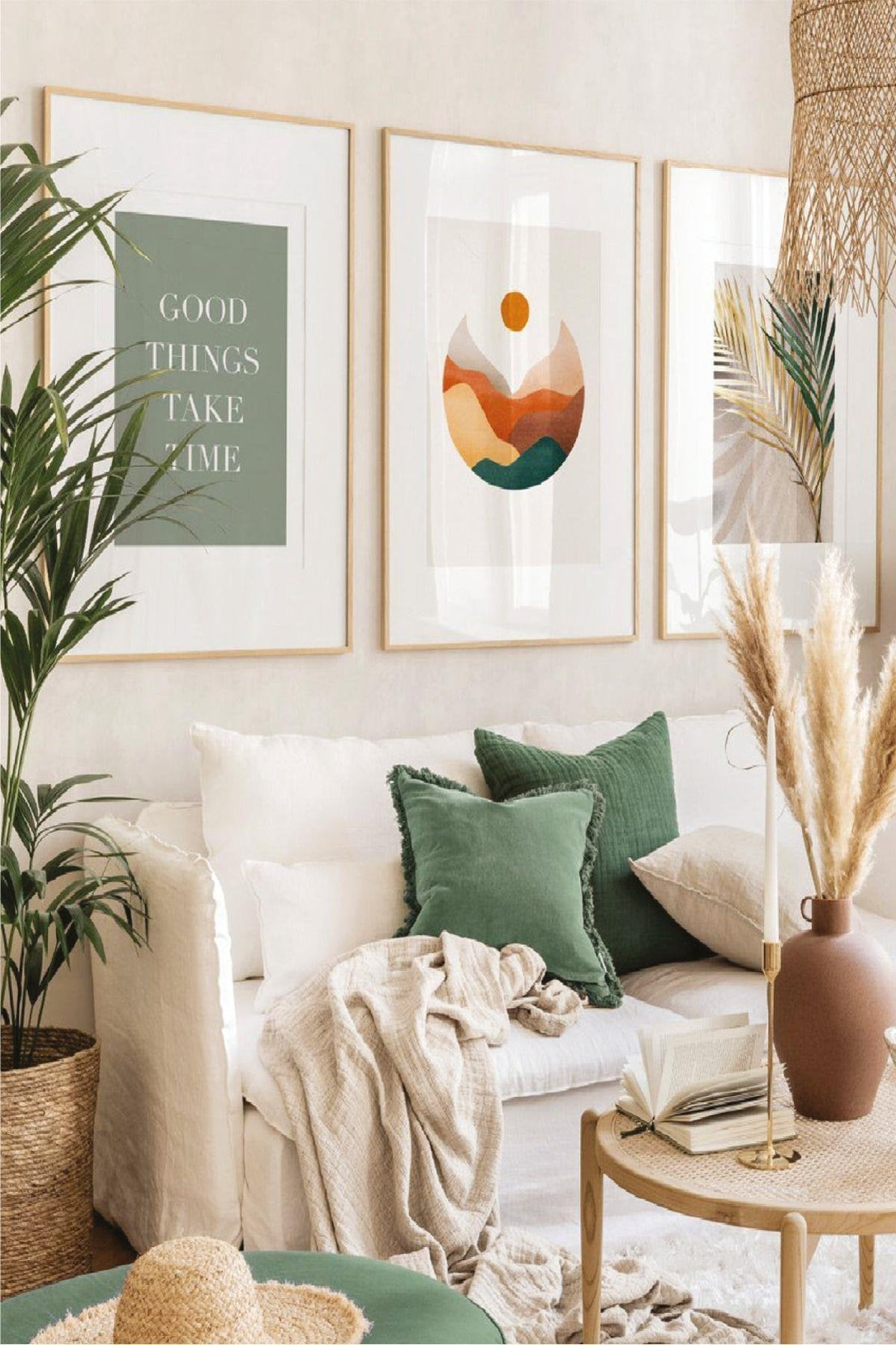 3 Parça Good Things Ahşap Çerçeve Görünümlü Tablo Seti