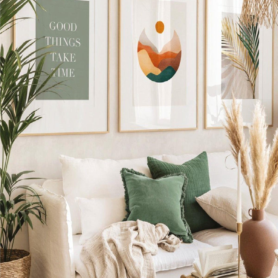3 Parça Good Things Ahşap Çerçeve Görünümlü Tablo Seti
