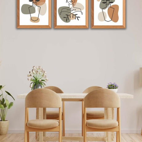 3 Parça Bohem Tarzı Sanatsal Ahşap Çerçeve Görünümlü Tablo Seti