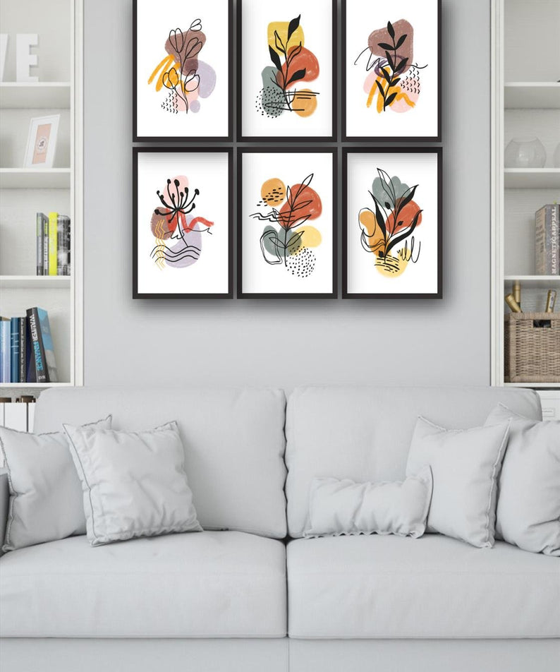 6 Parça Bohem Tablo Seti Uv Dijital Baskı