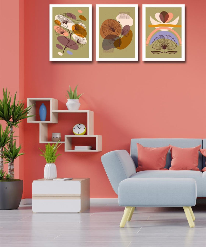 3 Parça Sanatsal Bohem Tarzı Tablo Seti