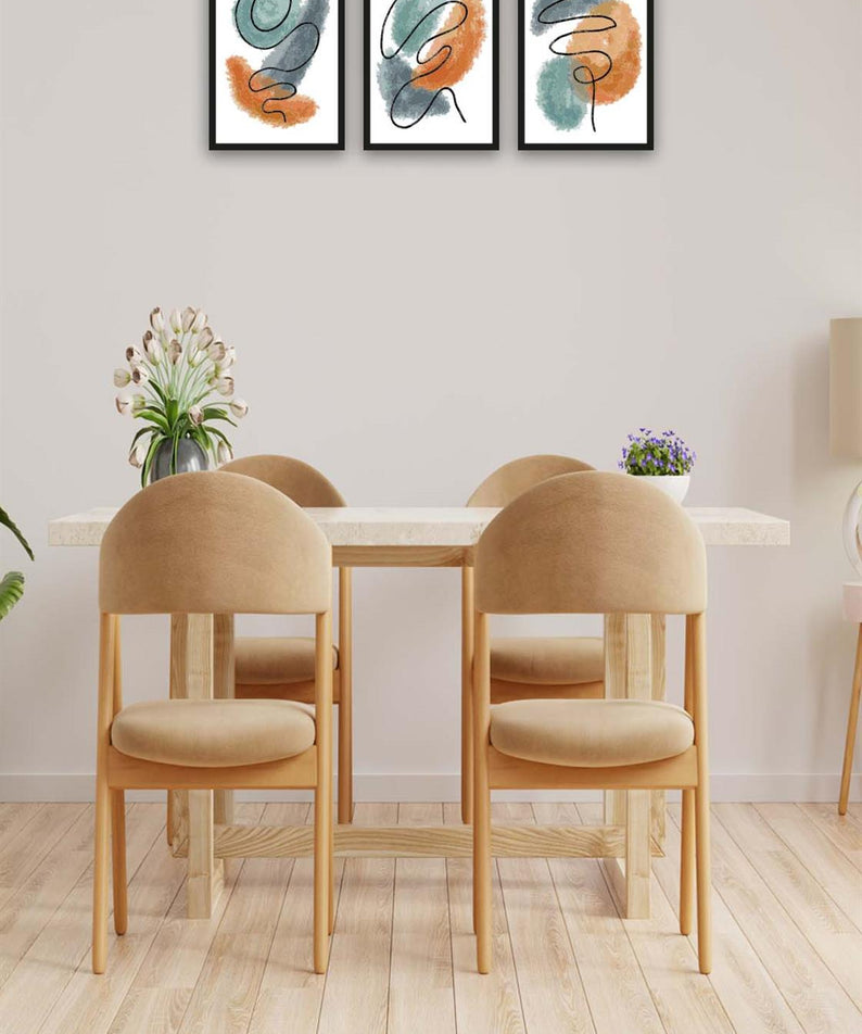 3 Parça Watercolur Tarzda Sanatsal Siyah Çerçeve Görünümlü Uv Baskı Mdf Tablo Seti